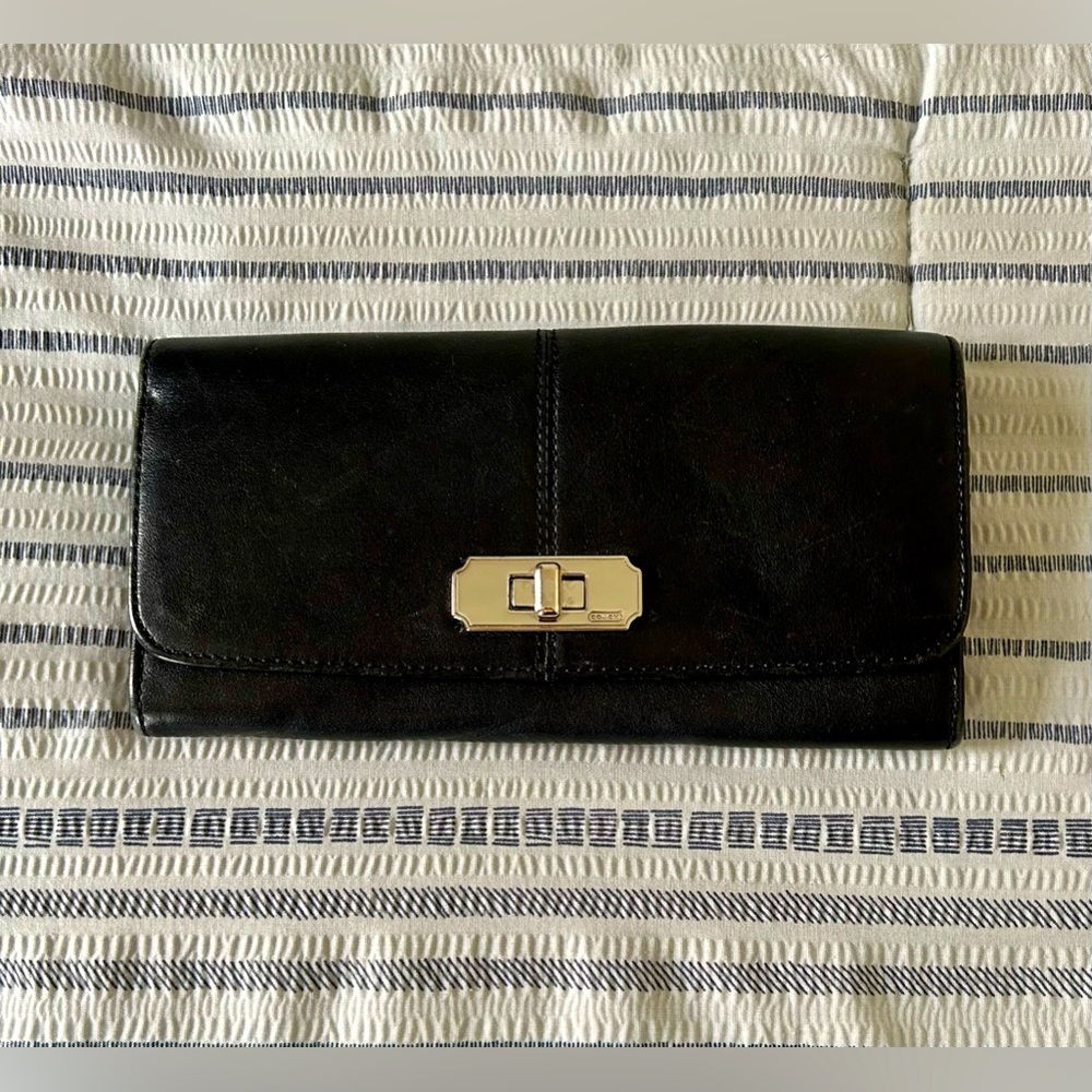 Black Coach Wallet with Twist Lock